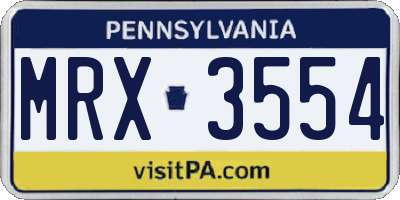 PA license plate MRX3554