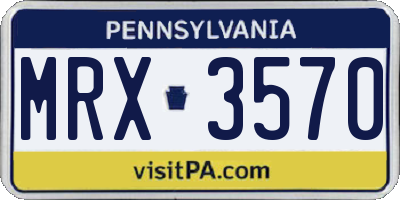PA license plate MRX3570