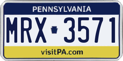 PA license plate MRX3571