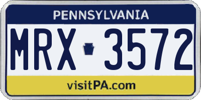 PA license plate MRX3572