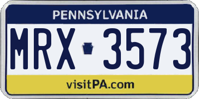 PA license plate MRX3573