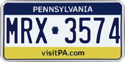 PA license plate MRX3574