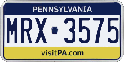 PA license plate MRX3575