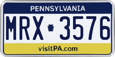 PA license plate MRX3576