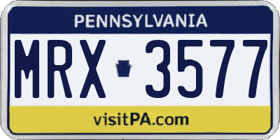 PA license plate MRX3577