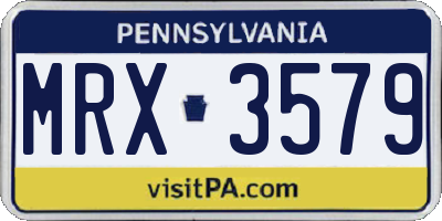 PA license plate MRX3579