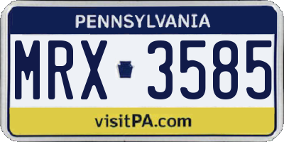 PA license plate MRX3585