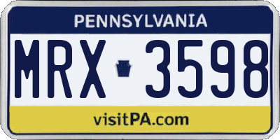 PA license plate MRX3598