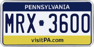 PA license plate MRX3600