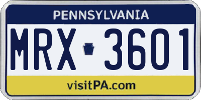 PA license plate MRX3601