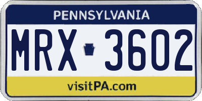 PA license plate MRX3602