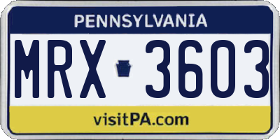 PA license plate MRX3603