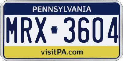 PA license plate MRX3604