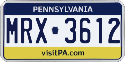 PA license plate MRX3612