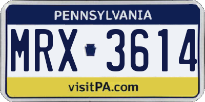 PA license plate MRX3614