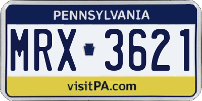 PA license plate MRX3621