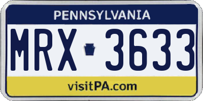 PA license plate MRX3633