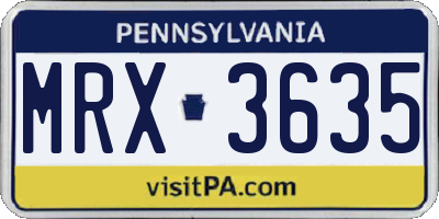 PA license plate MRX3635