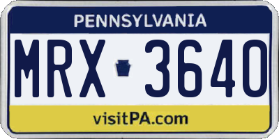 PA license plate MRX3640