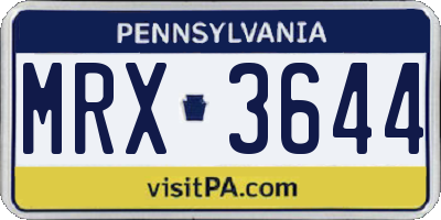 PA license plate MRX3644