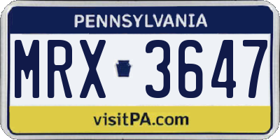 PA license plate MRX3647