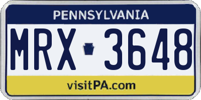 PA license plate MRX3648