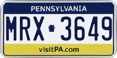 PA license plate MRX3649