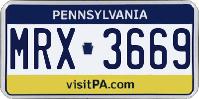 PA license plate MRX3669