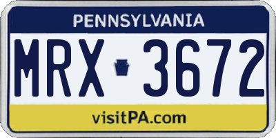 PA license plate MRX3672