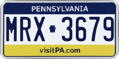 PA license plate MRX3679