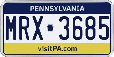 PA license plate MRX3685