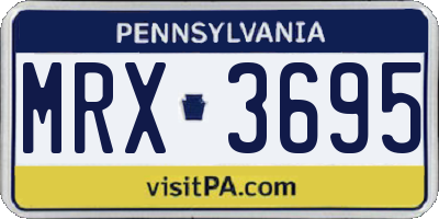 PA license plate MRX3695