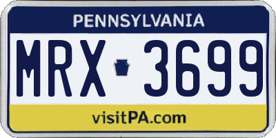 PA license plate MRX3699