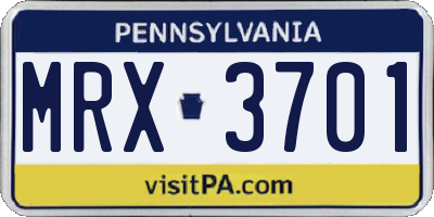 PA license plate MRX3701