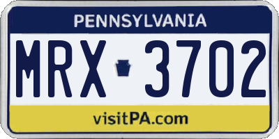 PA license plate MRX3702