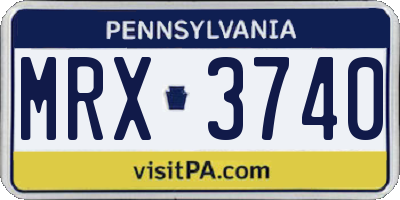 PA license plate MRX3740