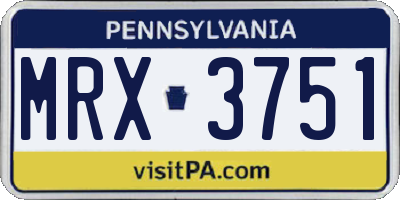 PA license plate MRX3751