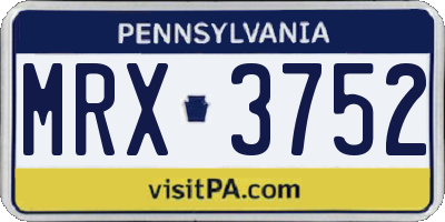 PA license plate MRX3752
