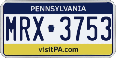 PA license plate MRX3753
