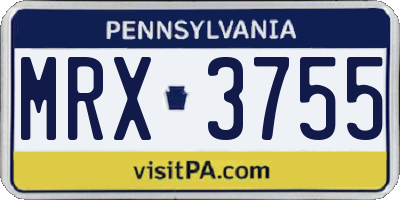 PA license plate MRX3755