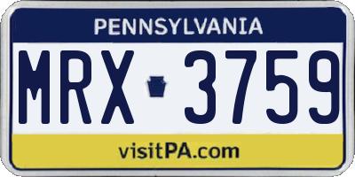 PA license plate MRX3759