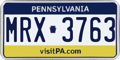 PA license plate MRX3763