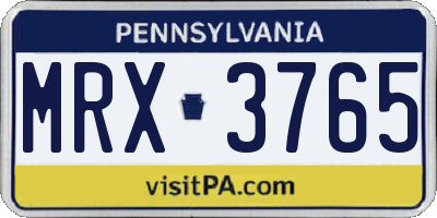 PA license plate MRX3765