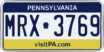 PA license plate MRX3769
