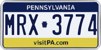 PA license plate MRX3774