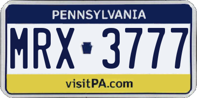 PA license plate MRX3777