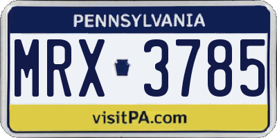 PA license plate MRX3785
