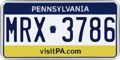 PA license plate MRX3786