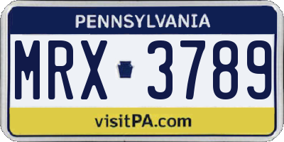PA license plate MRX3789