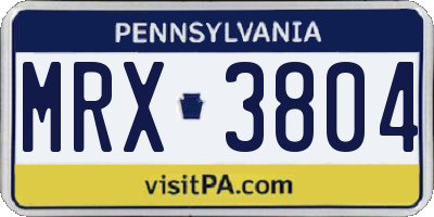 PA license plate MRX3804